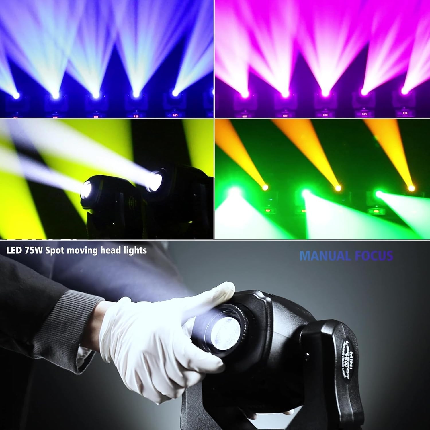 Moving Head DJ Lights 75W Stage Lights DMX Light 8 Gobos 8 Colors Spotlights …