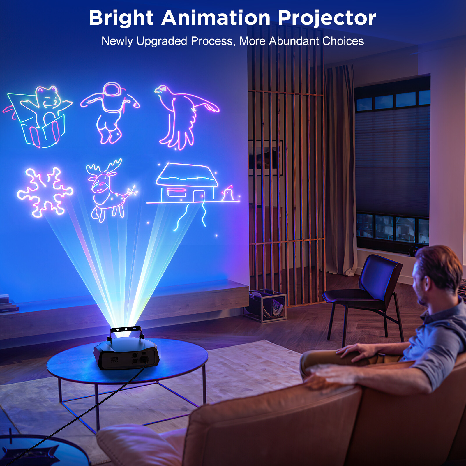 Laser Scanner Animation Projector DMX RGB LED Beam DJ Party Stage Light app Show