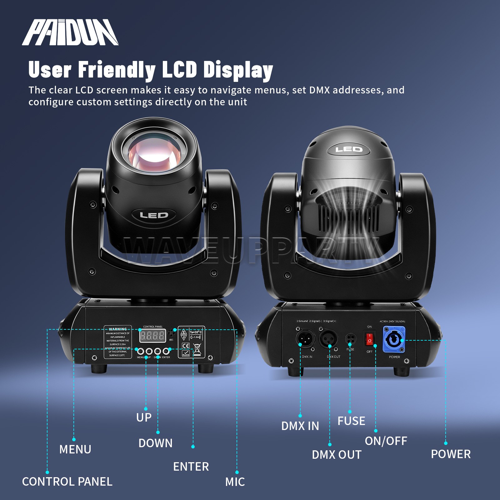 PAIDUN 150W Mini Beam Moving Head Light DMX Gobo Prism Disco Bar Spot Lighting