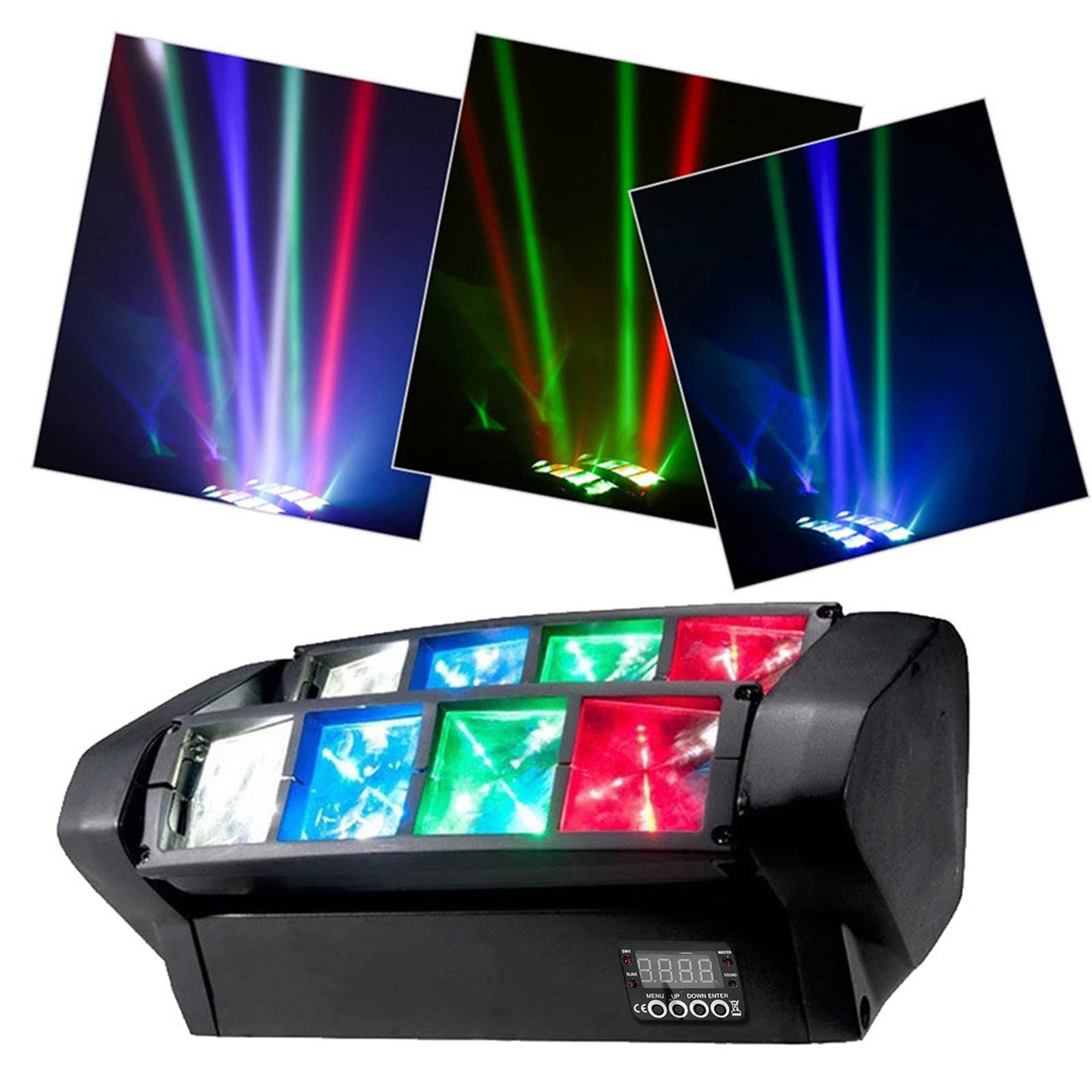 80W DMX Moving Head Light – RGBW Sound Activated DJ Stage Lighting, 8LED Disco B
