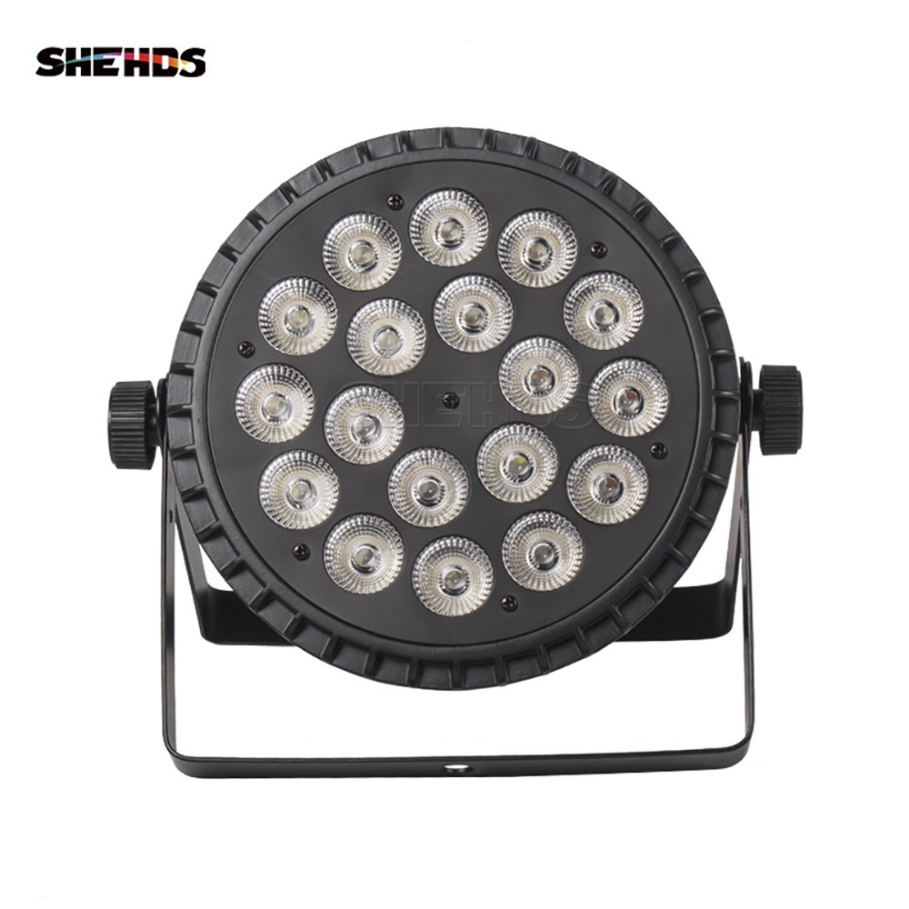 SHEHDS 18x18W LED Aluminum Alloy RGBWA+UV Flat Par Light For Party Show Disco
