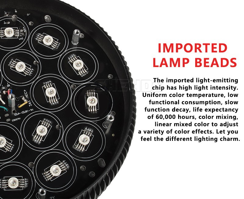 SHEHDS 18x18W LED Aluminum Alloy RGBWA+UV Flat Par Light For Party Show Disco