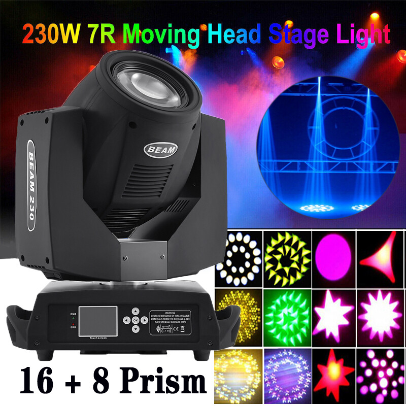 7R 230W Zoom Moving Head Beam Sharpy Light 16 Prism Strobe 16Ch Stage Party US