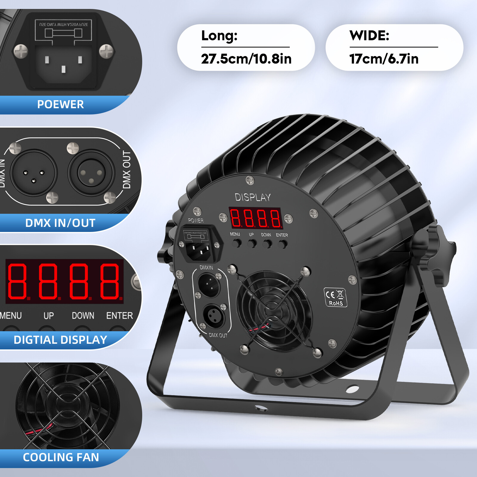270W PAR Light 18LED RGBW UV 6in1 DMX512 Beam Stage Light for Home Party Show US