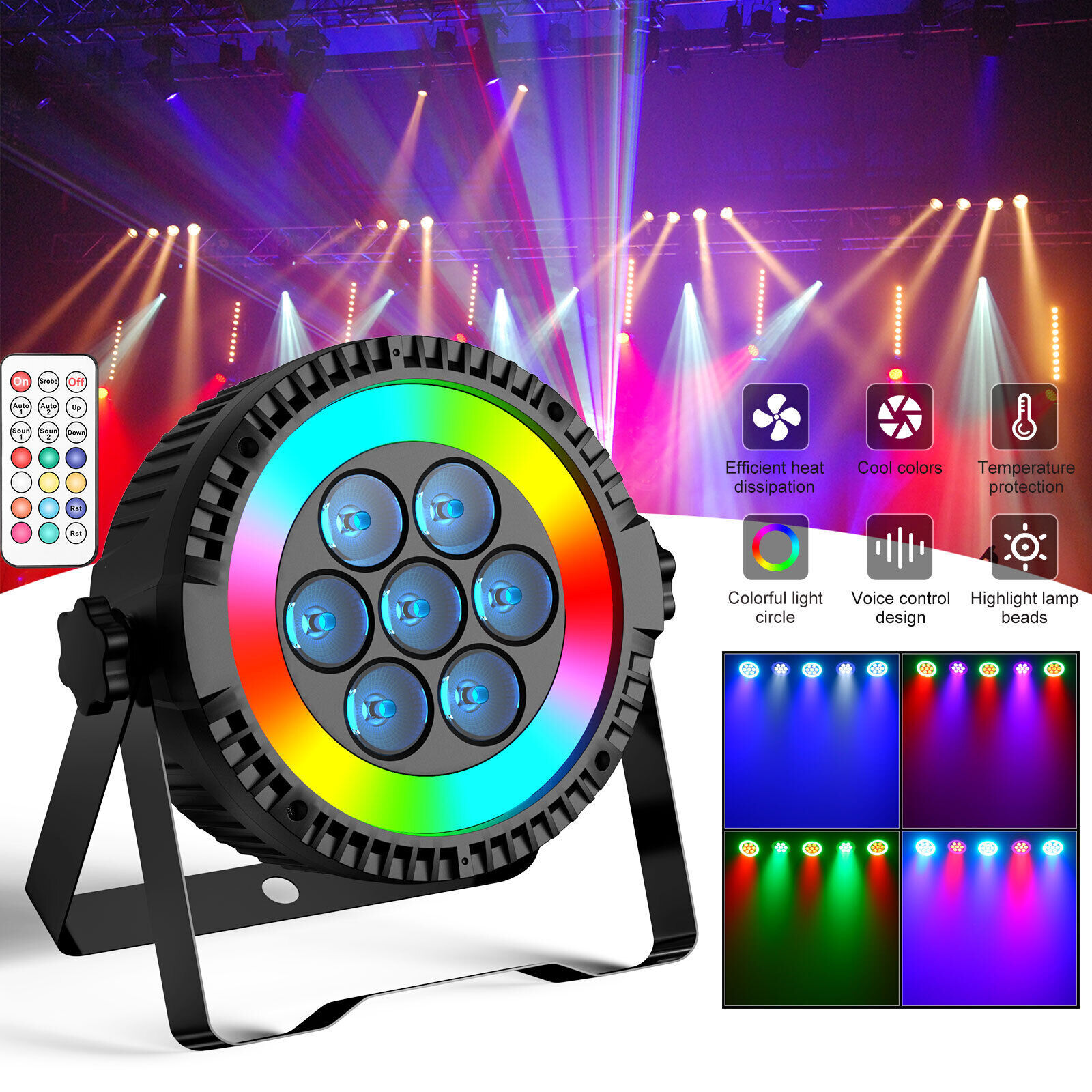 1× 200W 7+48 LEDs Par Light w/ Strip DMX RGBW Stage Effect DJ Disco Uplighting