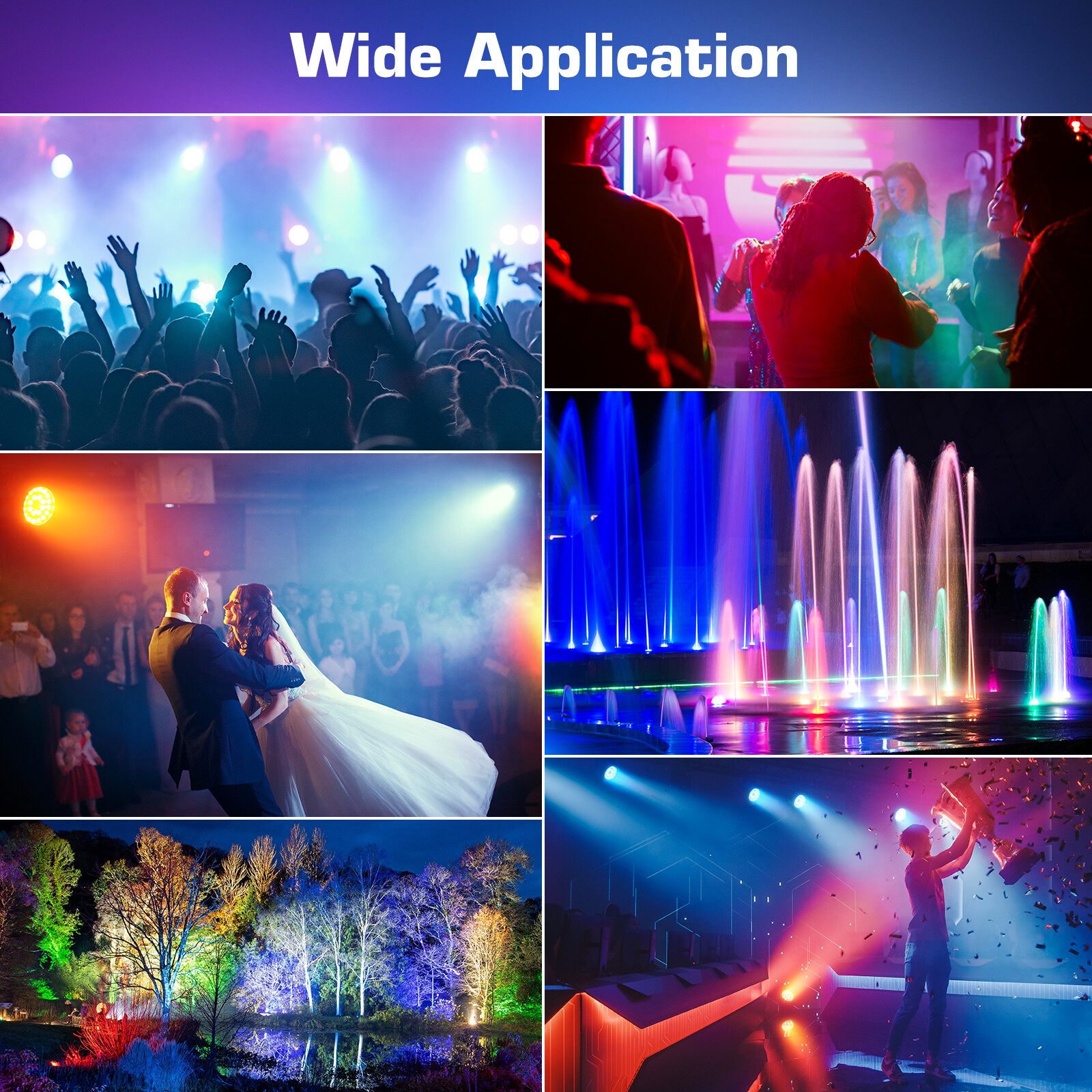 UKING 24x18W 6in1 RGBWA+UV Waterproof Par Light DMX Outdoor Stage Wash Lighting