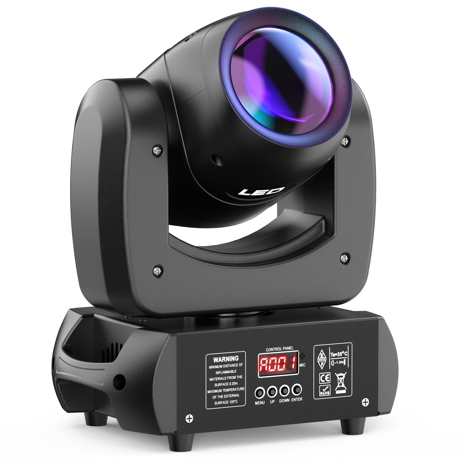 150W Moving Head Lights 18-Facet Prism Stage Lighting 8 Gobos 8 Colors Spotlight