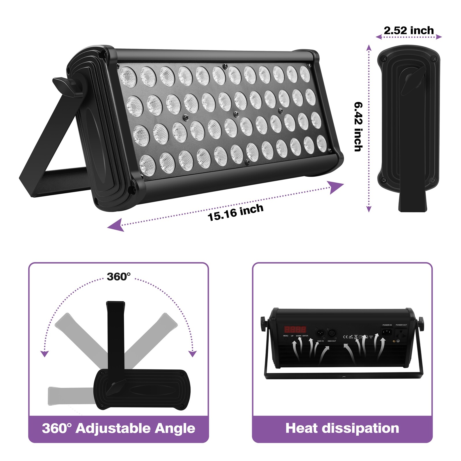 4X 48LEDs RGB Wall Wash Building Lighting Stage Light Projection DJ Disco Strobe