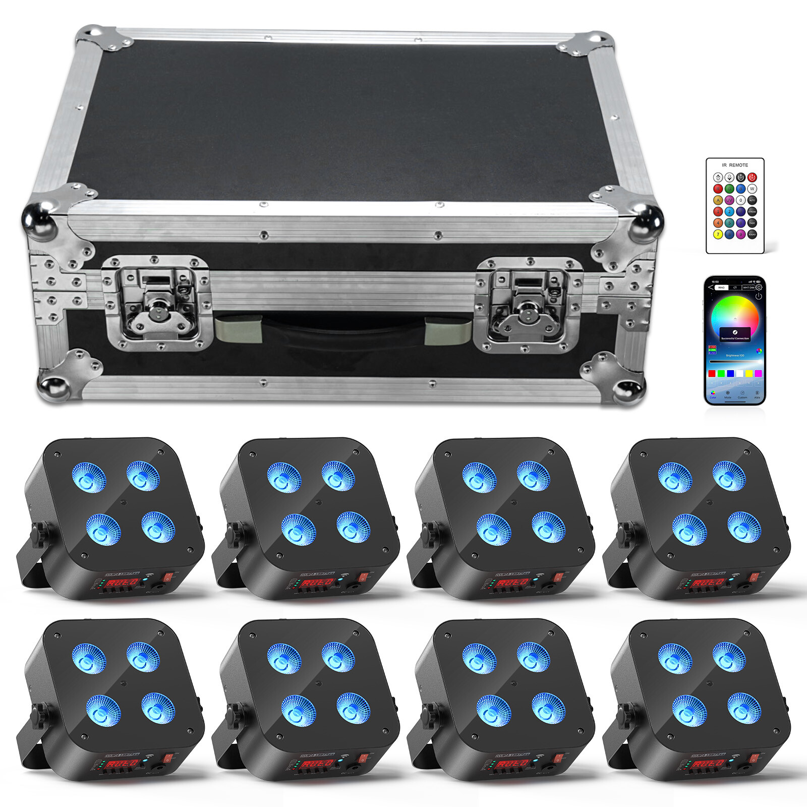 6IN1 Rechargeable Par Light RGBWA+UV LED DMX Wireless Wash DJ Up-Light W/Case