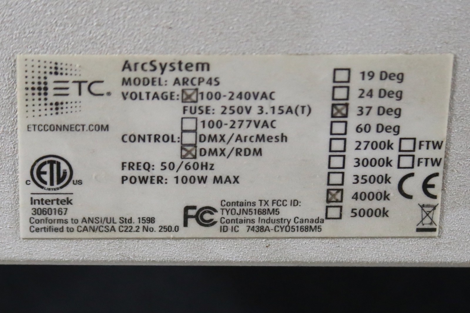 ETC ARCP4S ArcSystem Pro Four-Cell Square Luminaire – 37° 4000K DMX/RDM Lighting