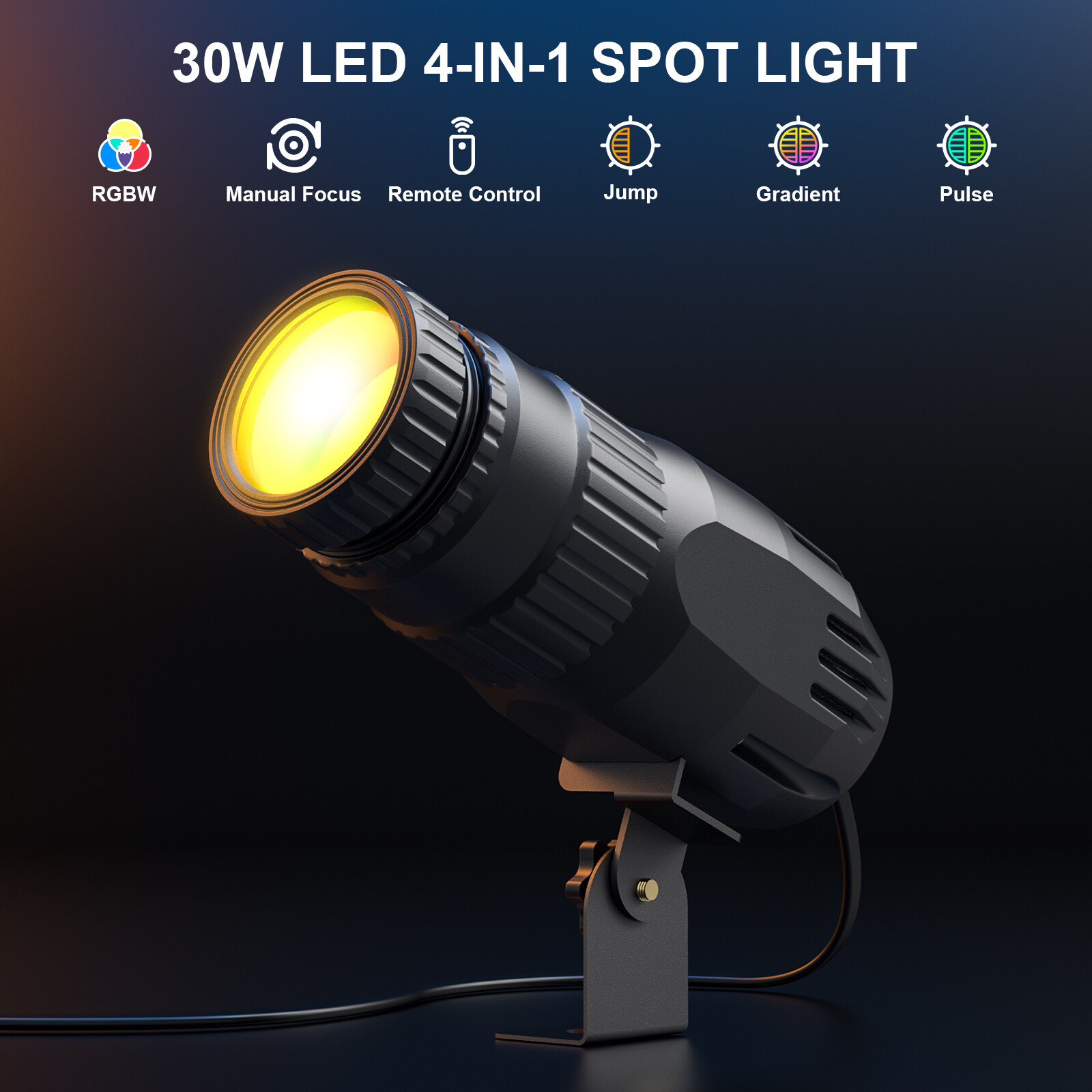 30W Spotlight DJ KTV Stage Light RGBW 4in1 LED Remote Beam Pinspot Party