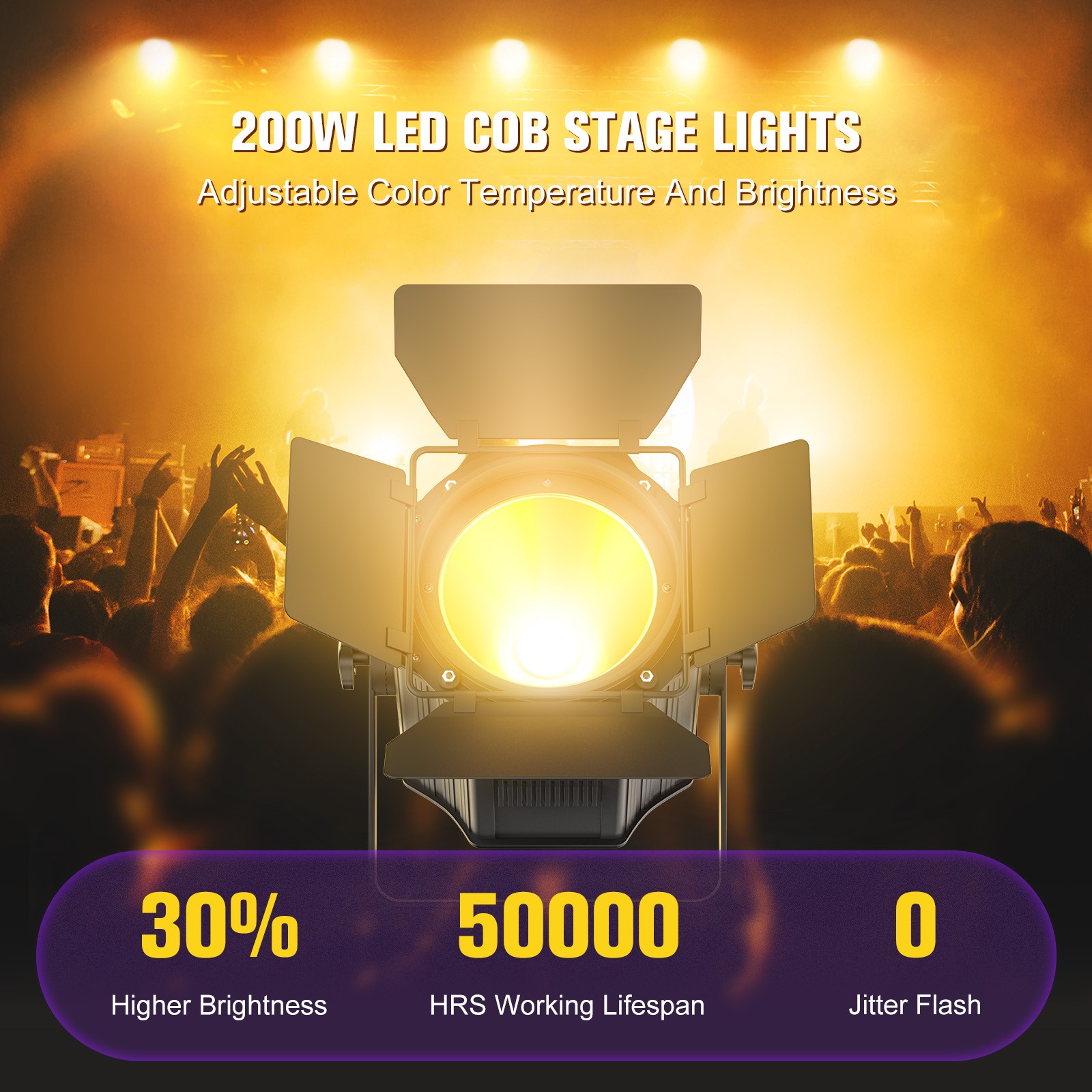 Par Light Dual Color COB 200W Spotlights with Barn Door DJ Party Stage Lighting