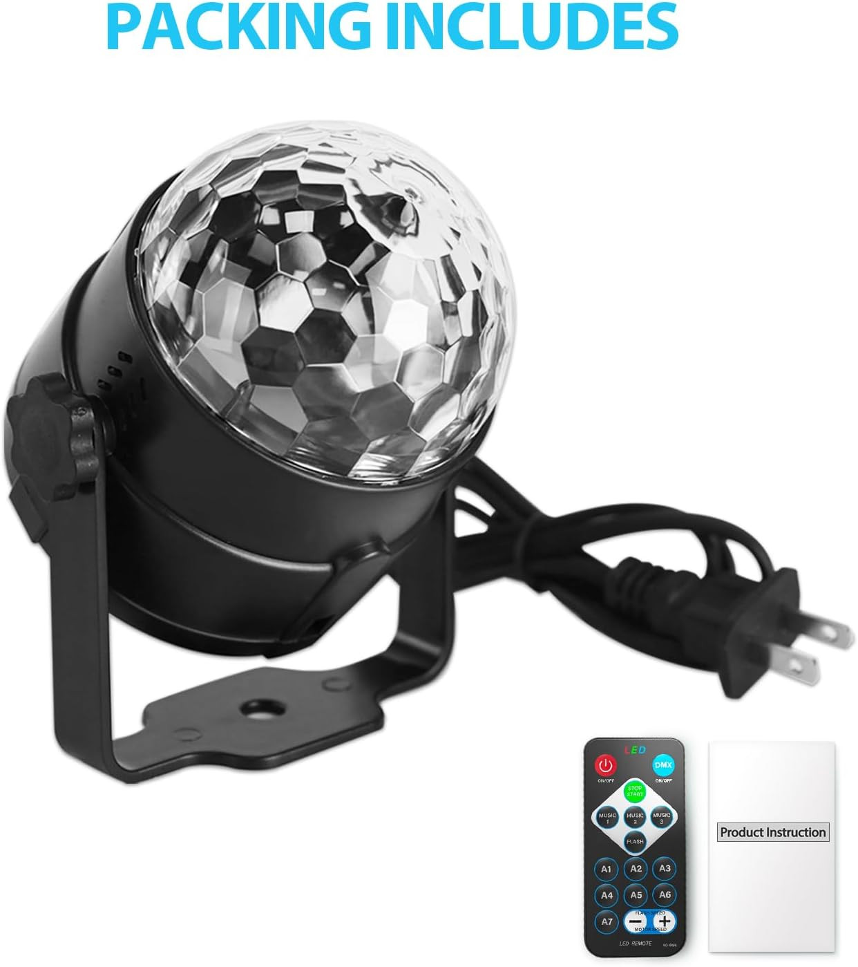 Disco Ball DJ Party Lights Sound Activated with Remote Control Strobe Lamp 7 Mod