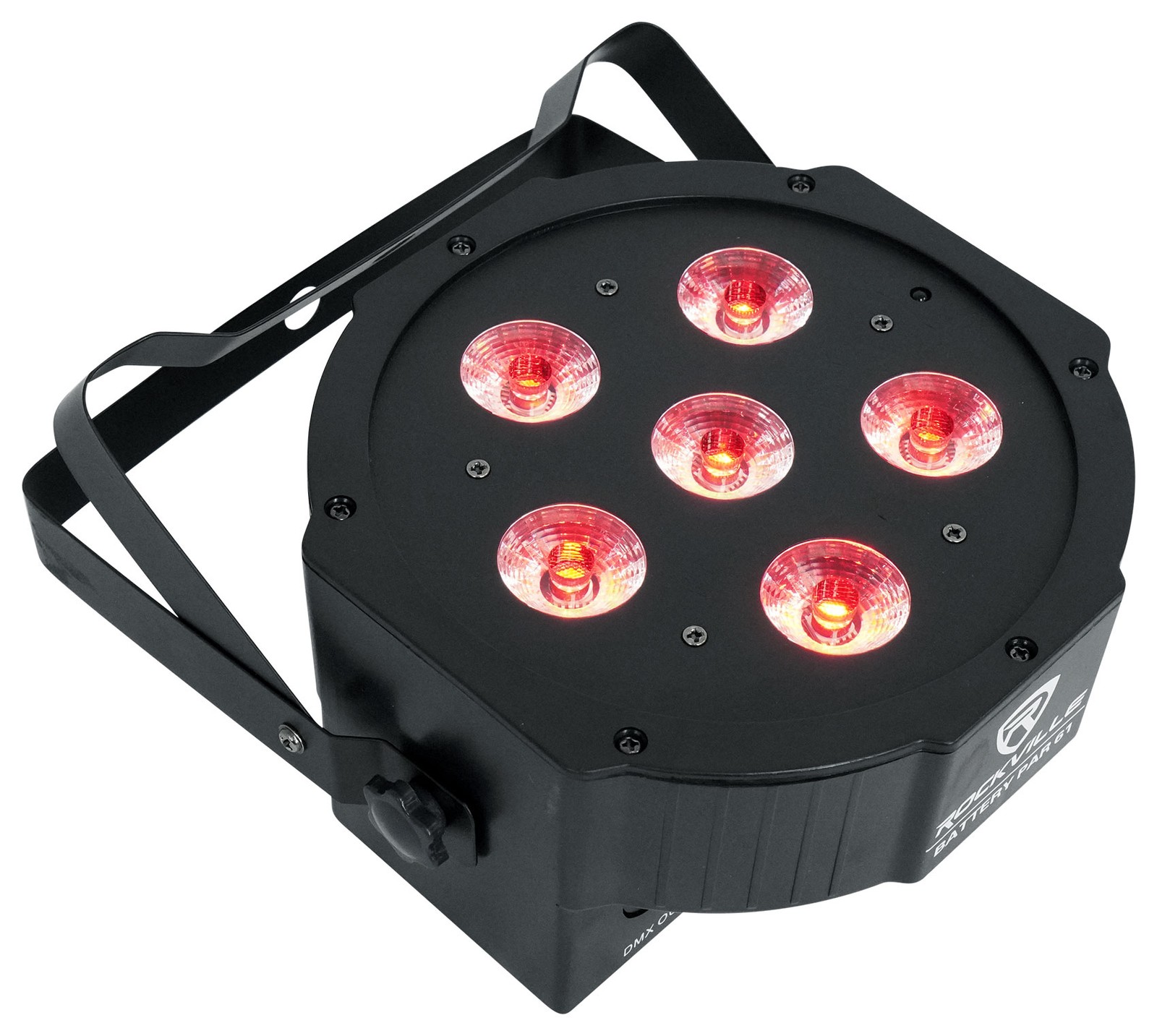 Rockville BATTERY PAR PACK 61 Black (8) Rechargeable Wash Lights+Charging Case