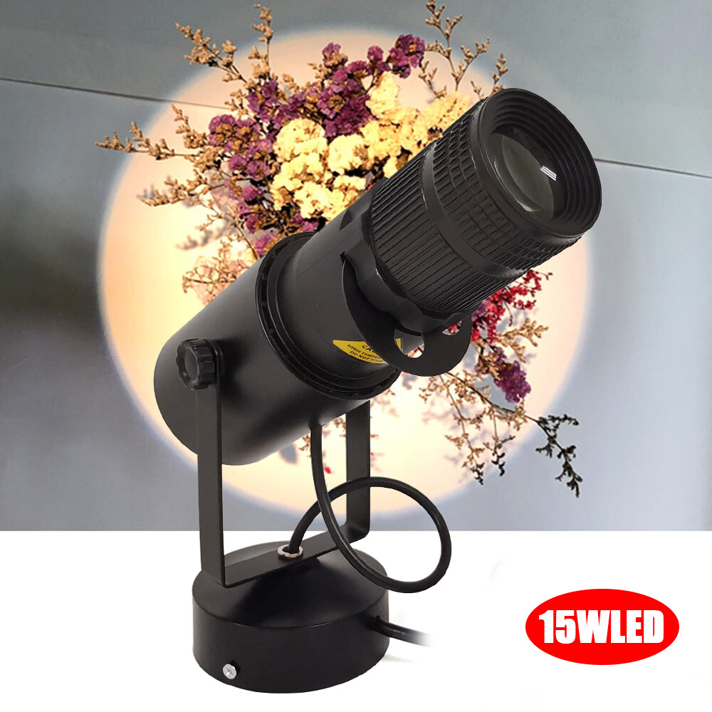 15W White Spot LED Stage Light 15° Beam Manual Focus 4 Apertures 5500K