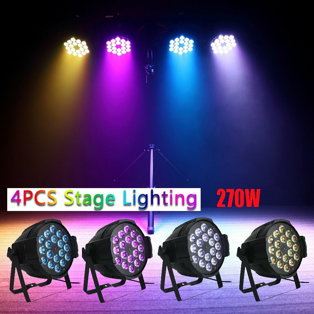 Par Can Stage Light 270W RGBW 18 LED Strobe Beam DMX512 DJ Disco Home Party Show