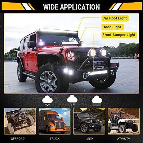 20 Inch 420W LED Light Bar, 2 PCs 4 Inch 60W, 6 Modes Amber 20 Inch + 4 Inch