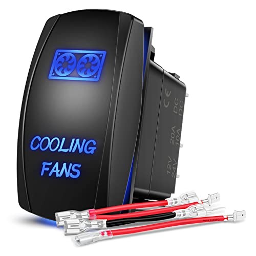 Cooling Fans Rocker Switch with Jumper Wires Set 5Pin Laser COOLING FANS Blue
