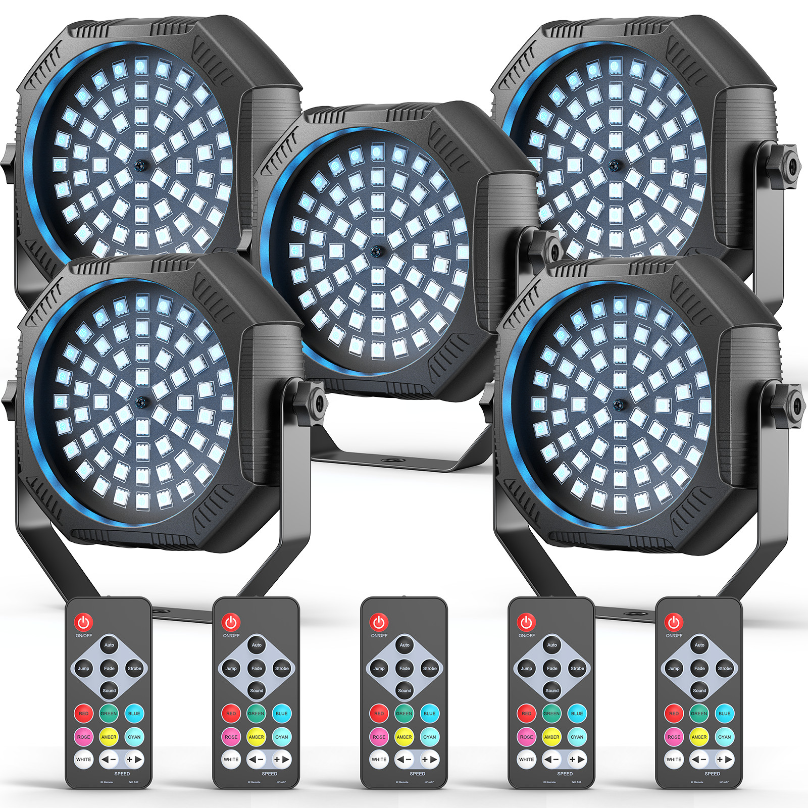 60LED Rechargeable Par Light 90W RGB Battery Powered Wireless DJ Uplights Remote