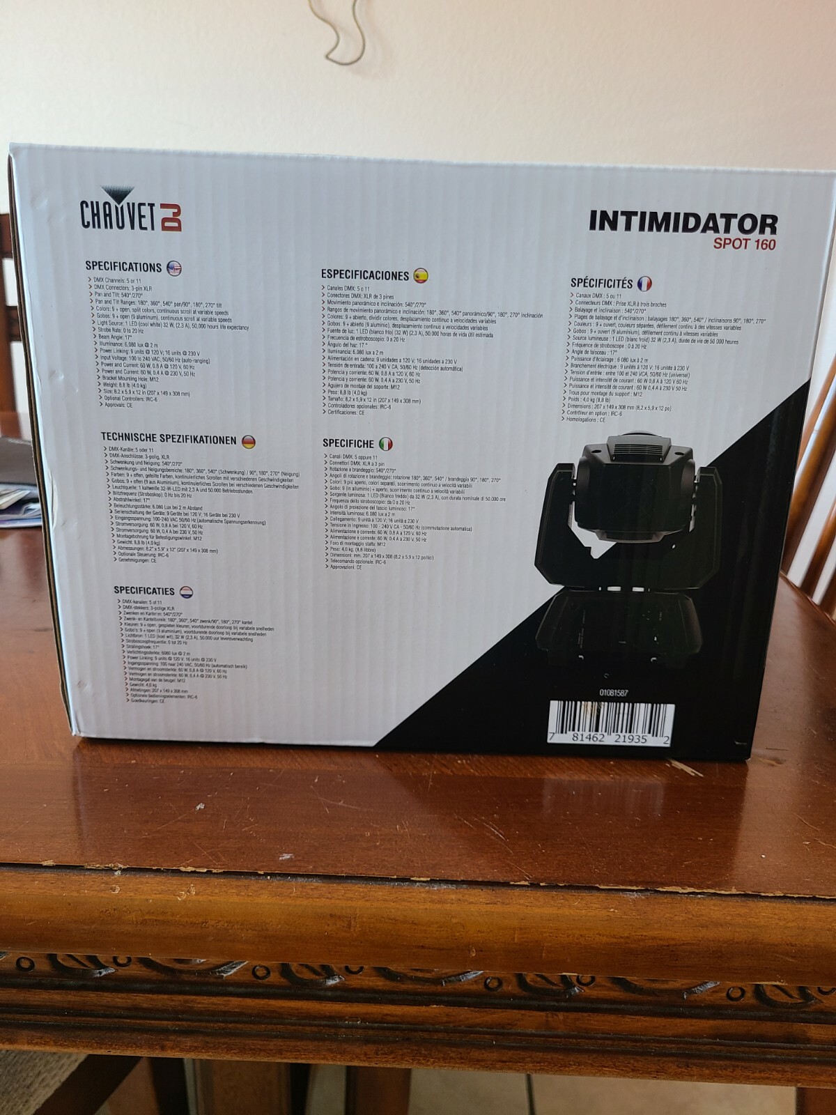 Chauvet DJ Intimidator Spot 160 ILS 60w DMX Moving Head Beam Light w/LCD Display