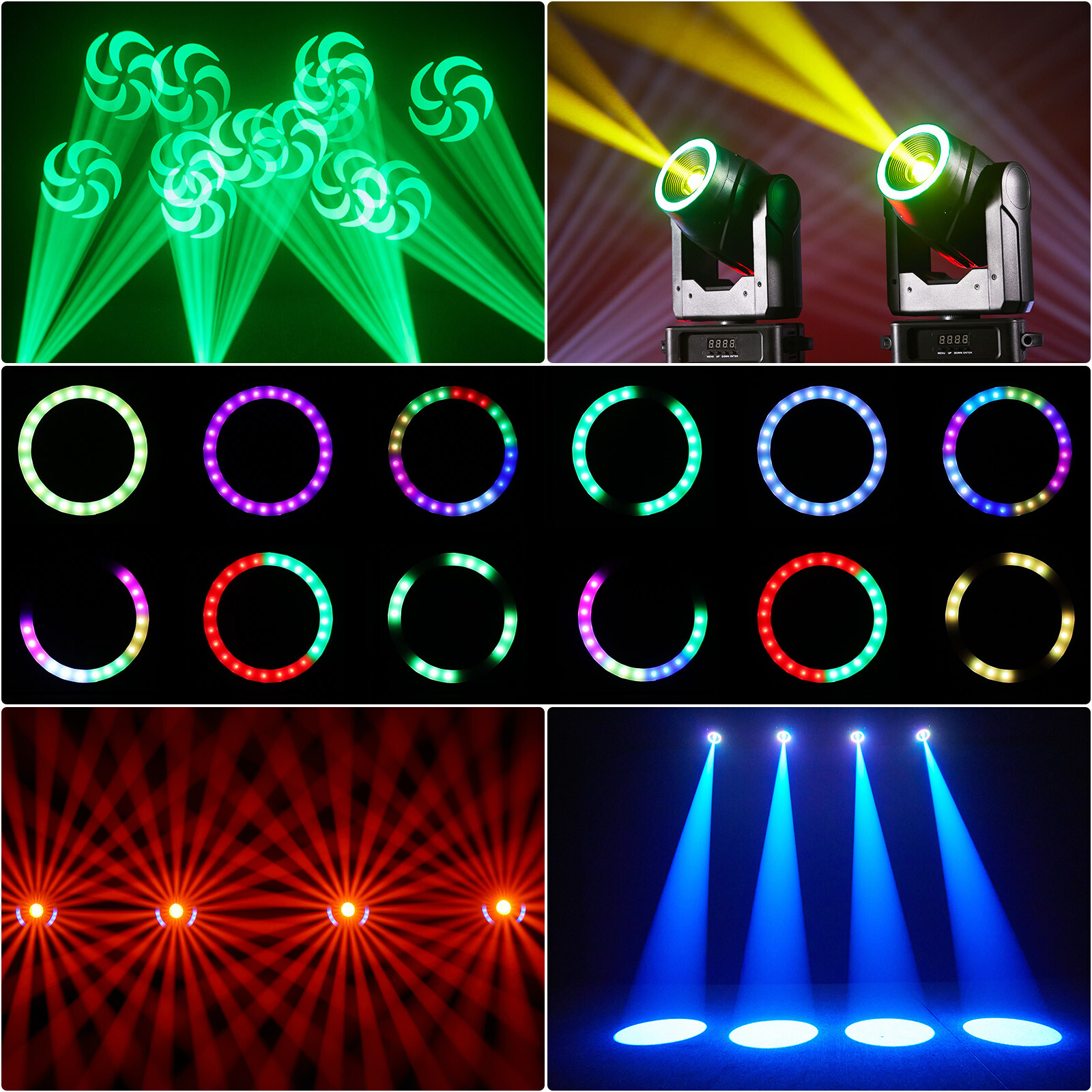 200W Moving Head Beam Light DMX LED Zoom 3Prism Gobo Stage DJ Disco Lights
