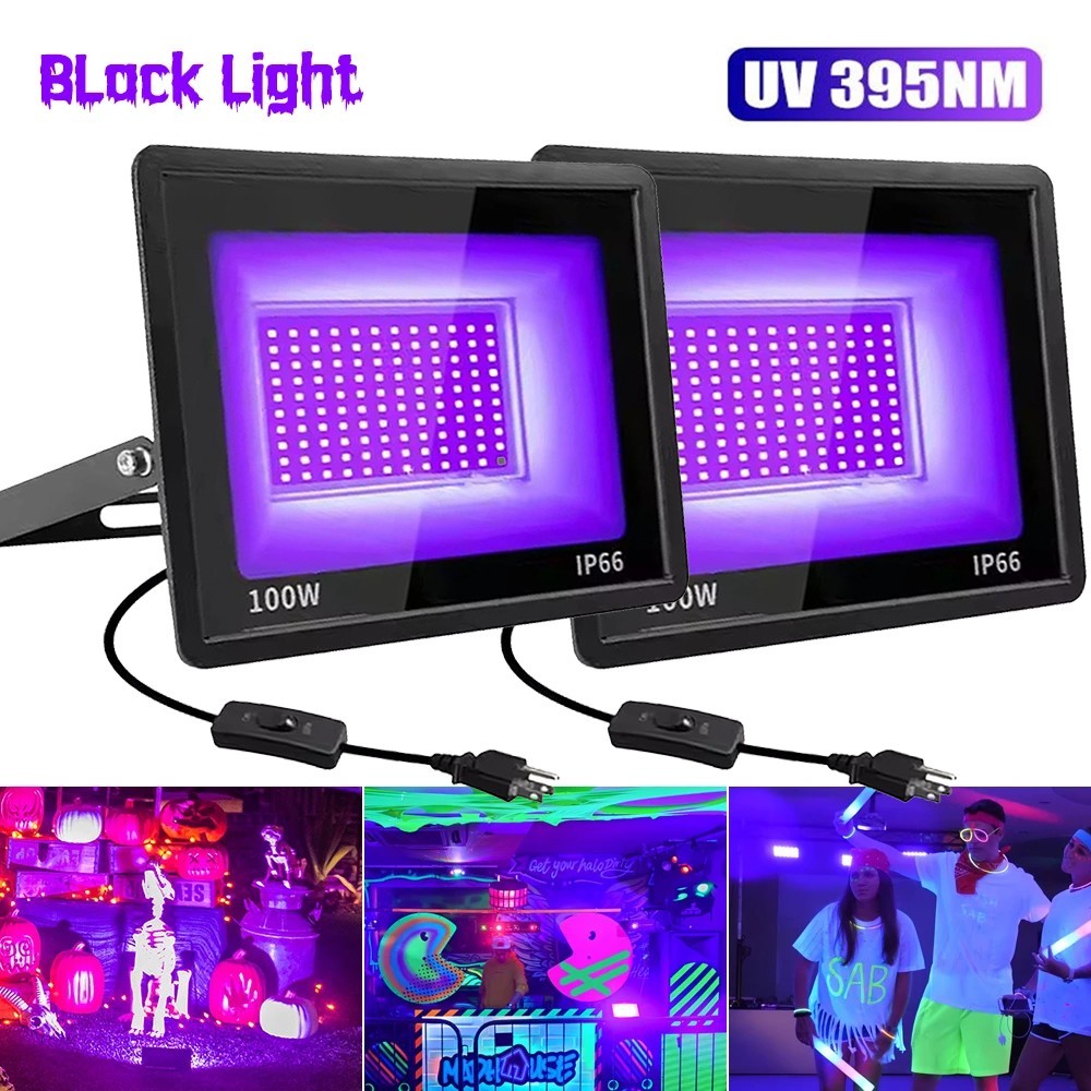 2PCS UV Black Light 100W Bar UV LED Stage Blacklight for Party DJ Club Halloween