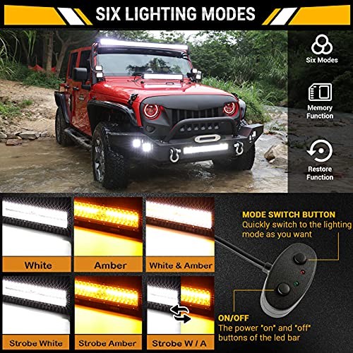 20 Inch 420W LED Light Bar, 2 PCs 4 Inch 60W, 6 Modes Amber 20 Inch + 4 Inch
