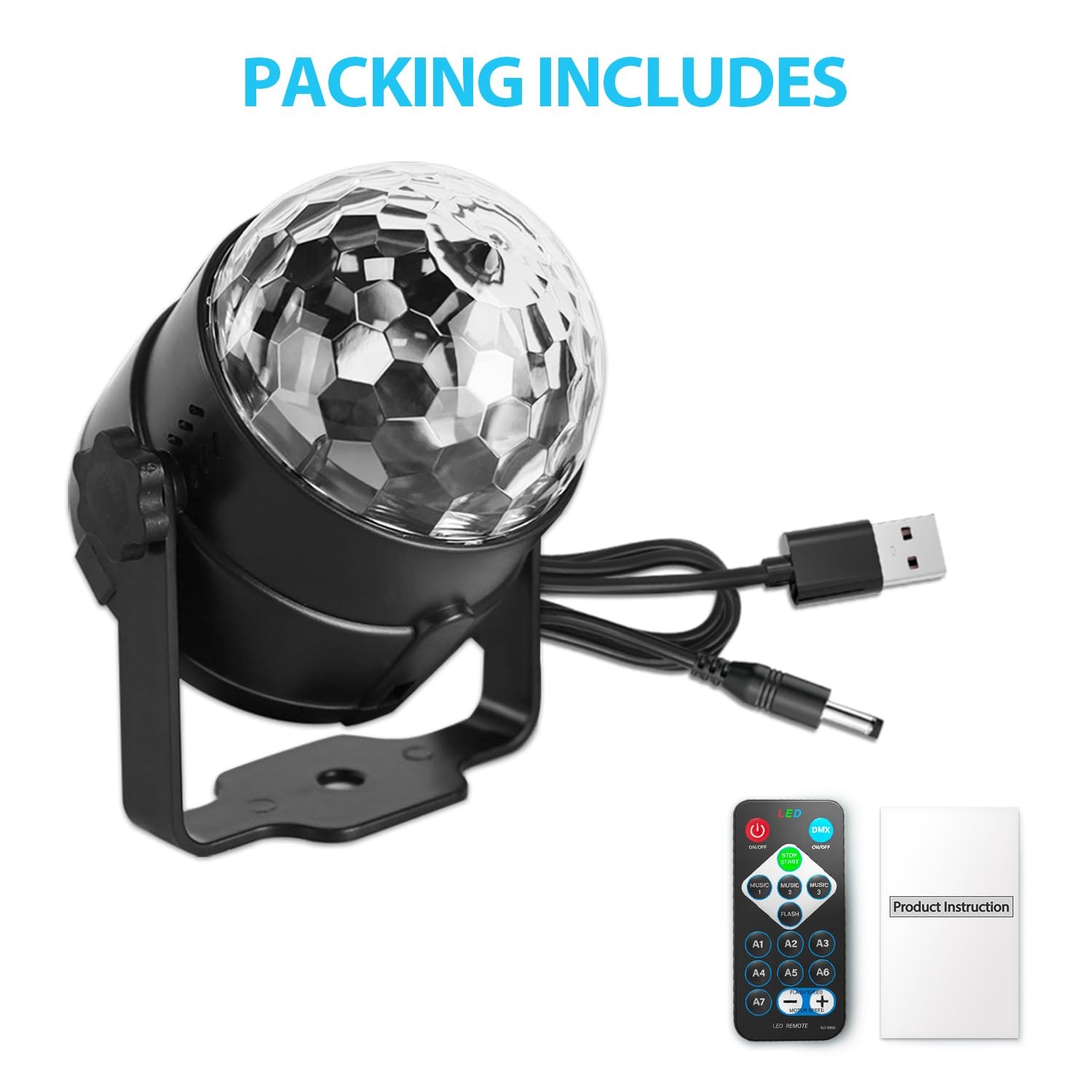 Disco Ball Party Lights Sound Activated with Remote Control Strobe Lamp 7 Mod…