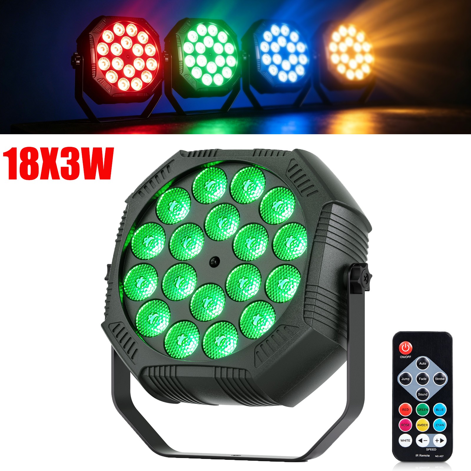 Rechargeable 54W RGB 18LED PAR Wash DMX DJ Stage Light Party Lighting Disco Show
