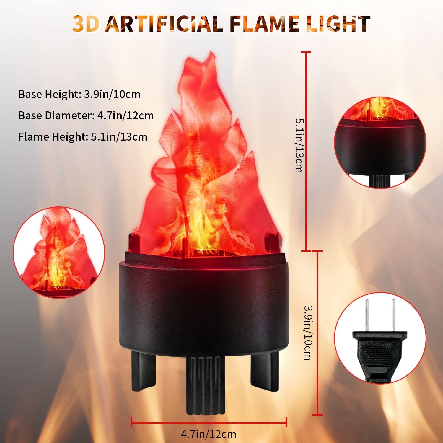 Electric Fire Flame Lamp LED Simulated Flame Effect Torch Light for Stage