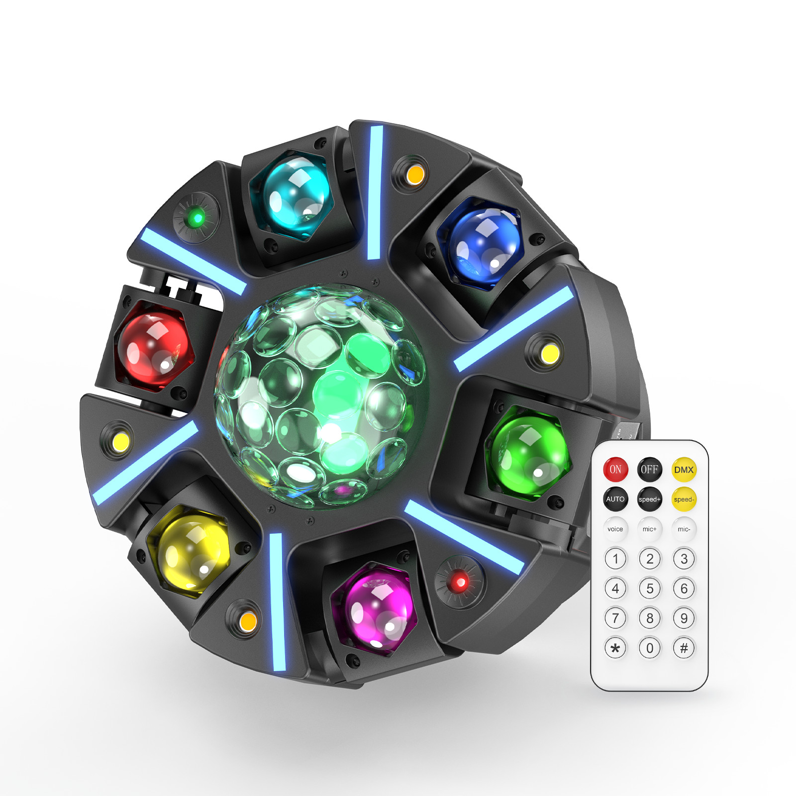 6-Arm 200W DJ Stage Light Magic Ball Laser Beam DMX512 Sound Active Party Beam
