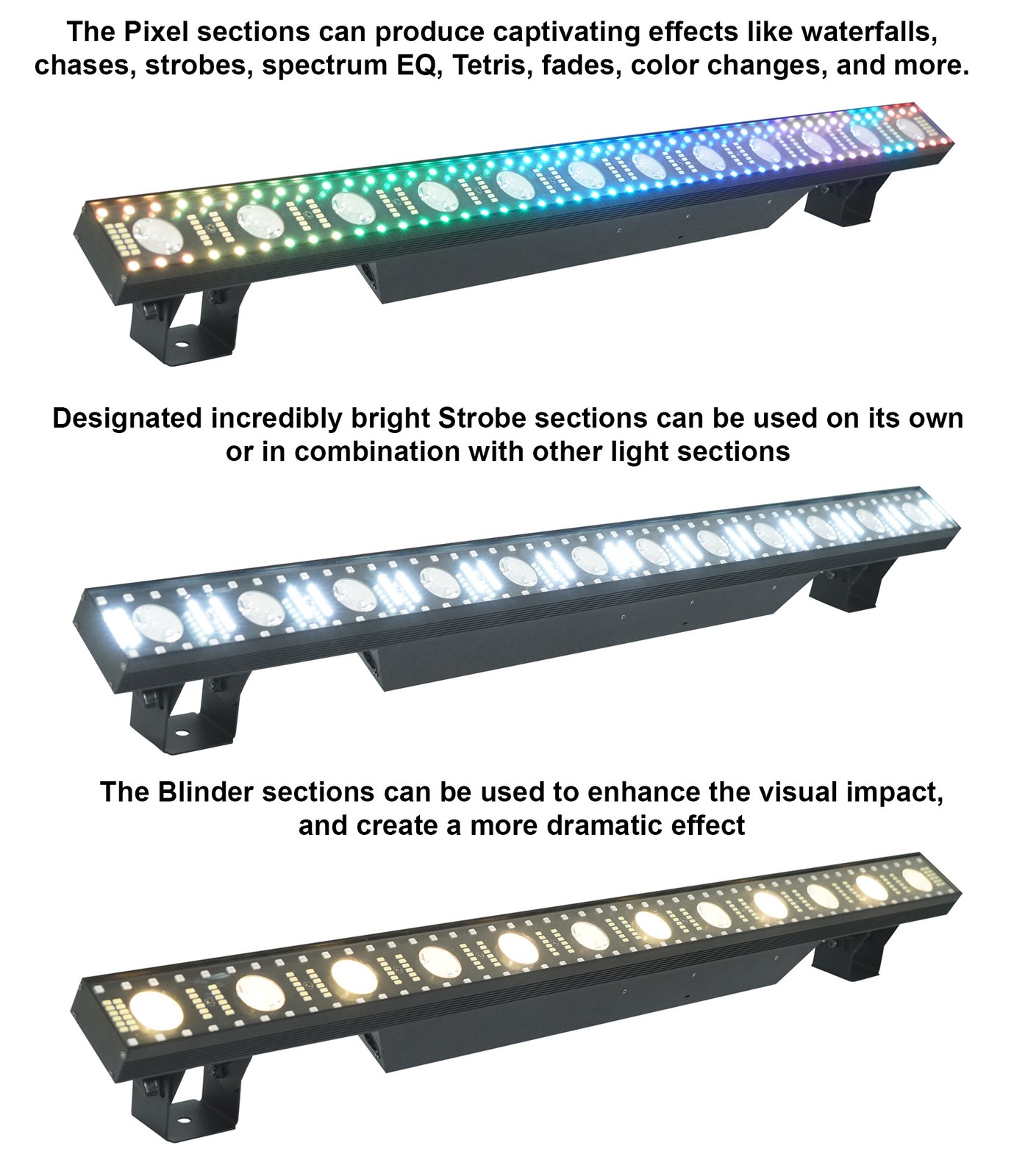 Rockville Pixel Hybrid Bar Battery Power Light Strip Linear Wash/Strobe/Blinder