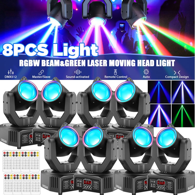 3RGBW +12RGB+50MW green Laser Moving Head Light LED DMX Moving Stage Lighting