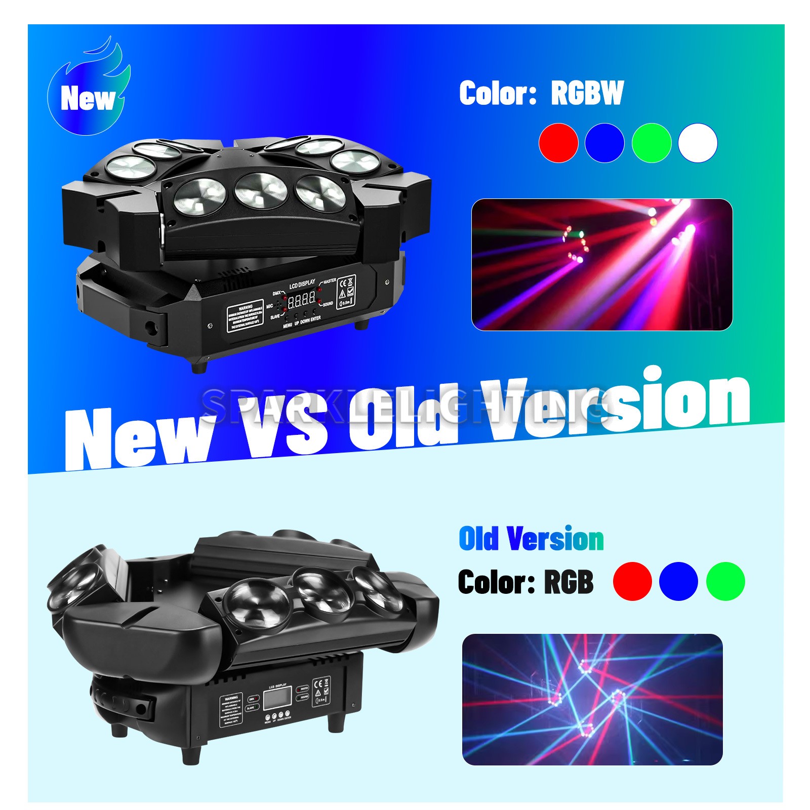 PAIDUN NEW RGBW Spider Laser Light 9LED Beam Moving Head Light Sound Activated
