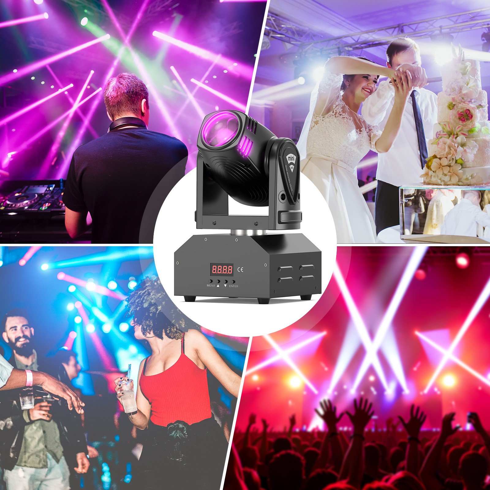 100W LED Moving Head Beam Light Stage Light Effect DMX 512 for Disco Halloween