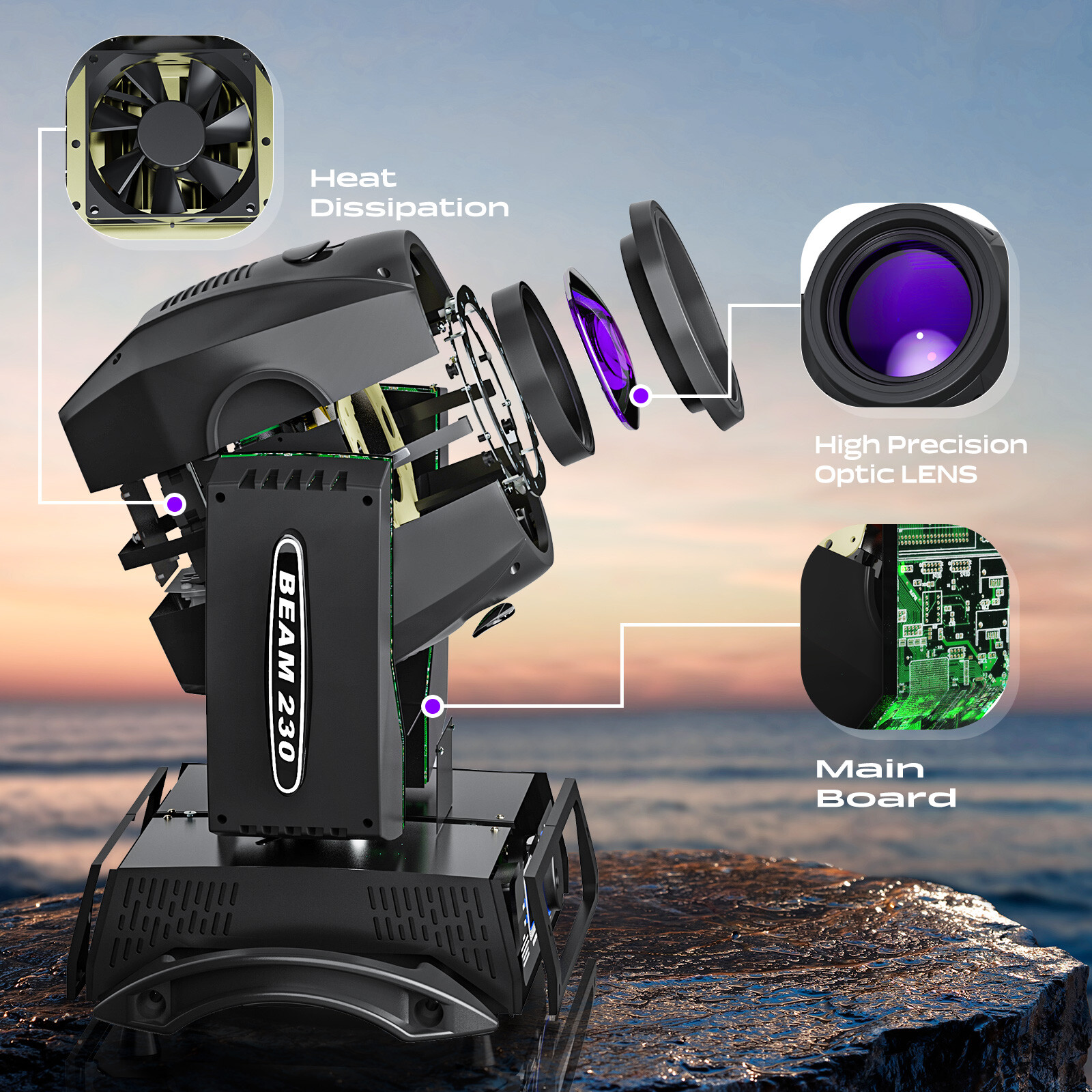 7R 230W Moving Head Light RGBW Stage Lighting DMX Beam Disco DJ Show Bar &Case