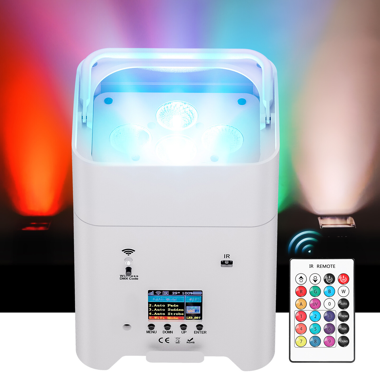 8Pack 6x18W RGBWA+UV Battery Powered WIRELESS DMX LED Par Lights DJ Uplighting