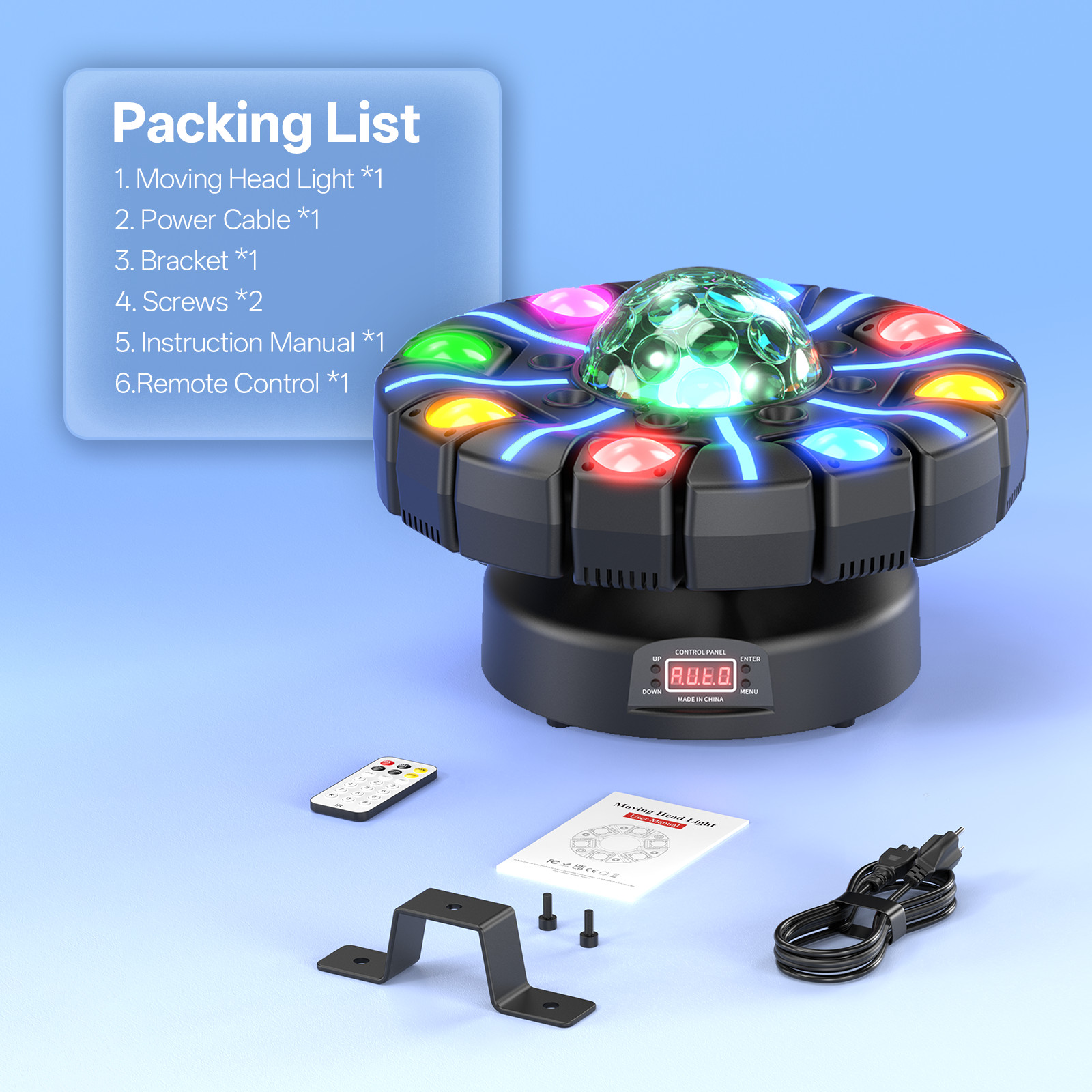8Arms DJ Party Moving Head Light RGBW Beam Laser Strobe DMX Remote Control Stage