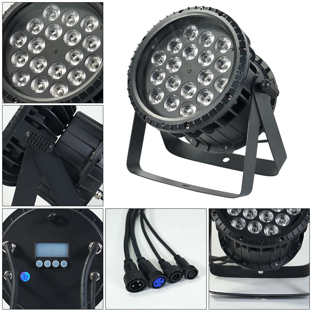 IP65 Waterproof LED Par Light 18x18W 6in1 RGBWA+UV DMX Outdoor Stage Lighting DJ