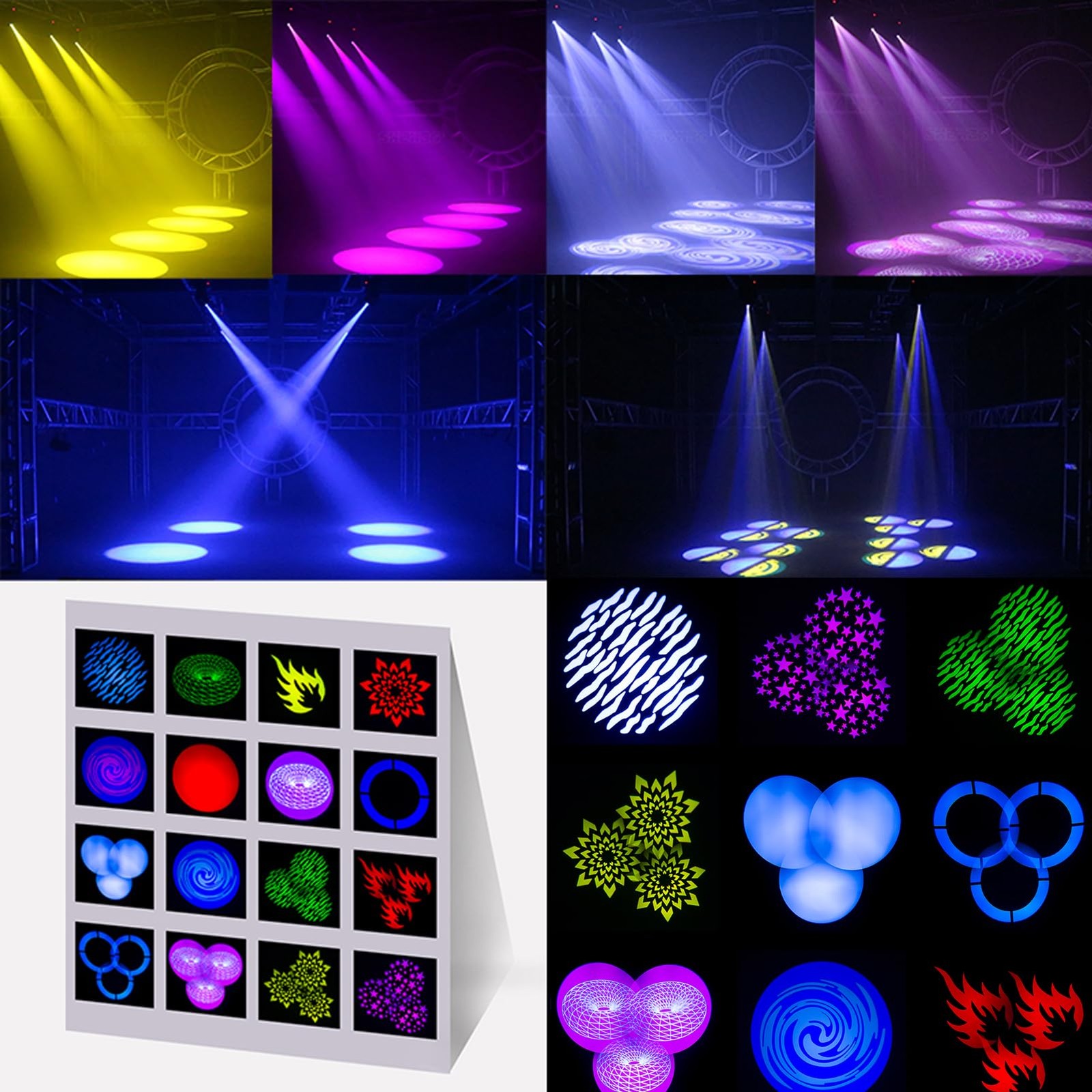 SHEHDS Moving Head Light LED 80W Spotlights with 8 Colors 8 Gobos DJ Lights 3-Fa