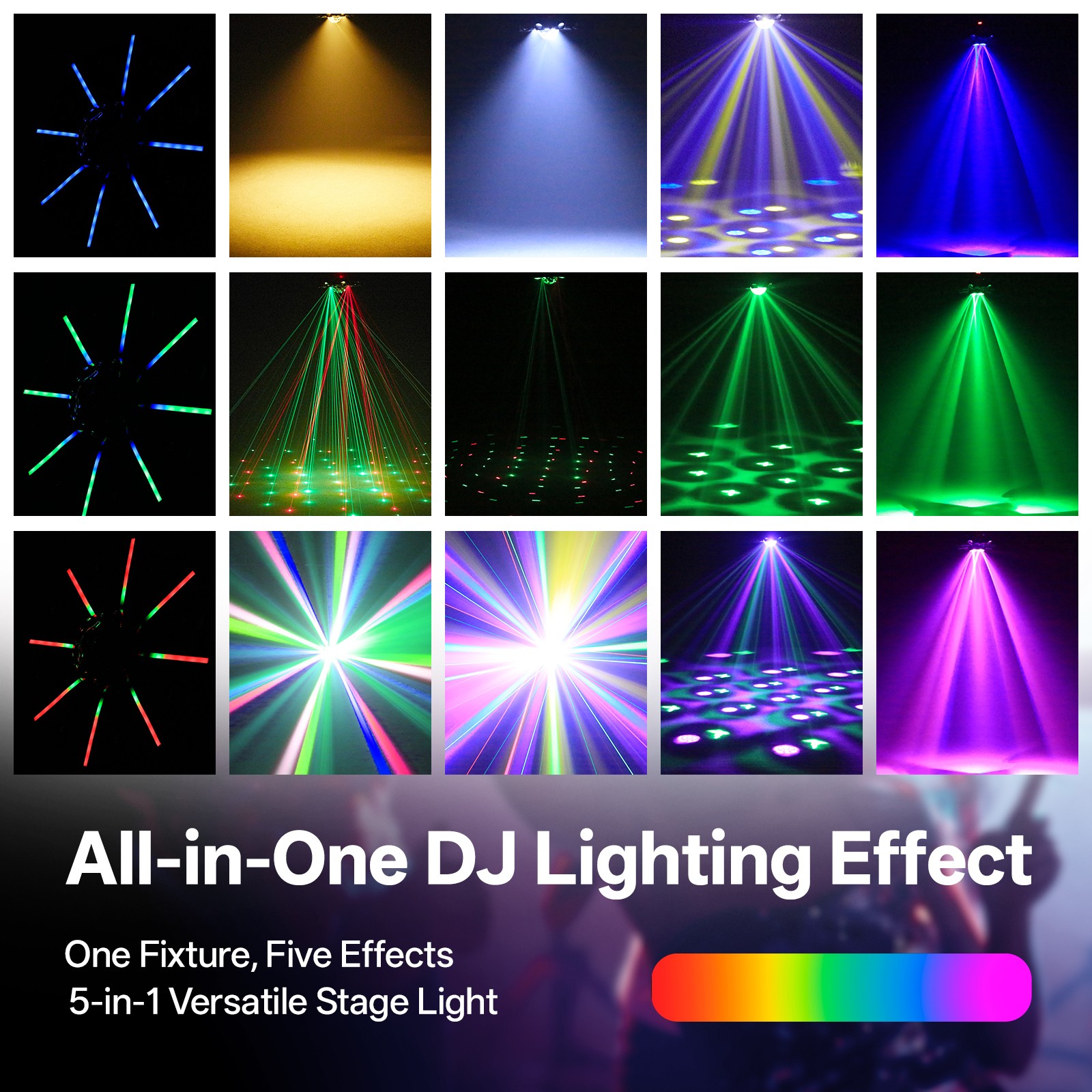 200W Disco Light 8-Arms RGBW Moving Head Light w/Laser DMX512 Stage Disco Remote