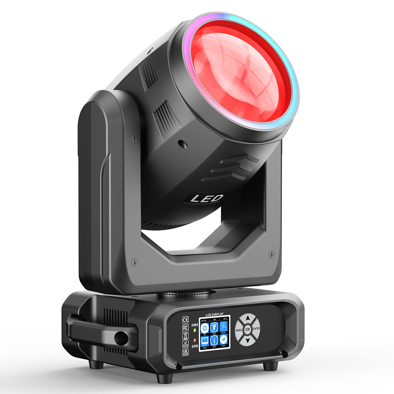 250W Moving Head Light DMX RGB LED 18Prism 14+1 Gobo Rainbow Effect Stage
