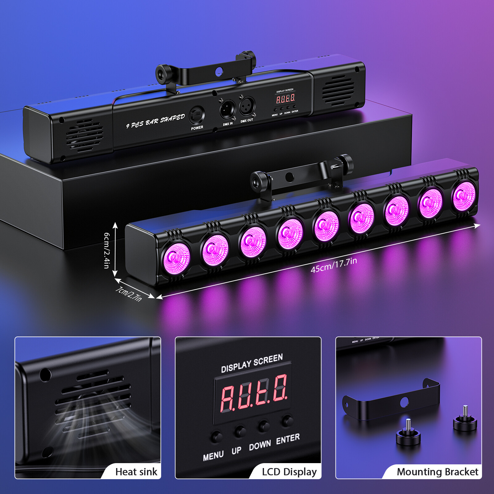 Mini LED RGBW Wall Wash Bar Light DMX DJ Party Disco Stage Show Display w/Remote