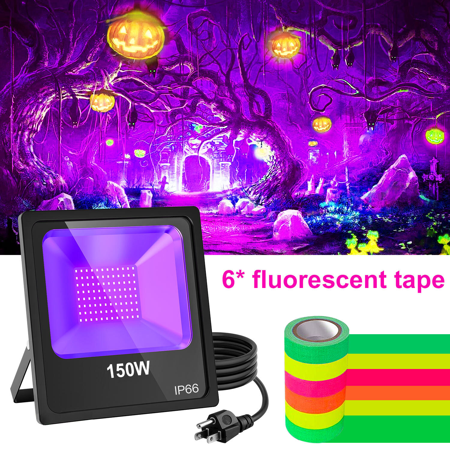 150 Watt LED UV Black Light Xmas Party Stage Lighting Glow in Dark Disco DJ Lamp