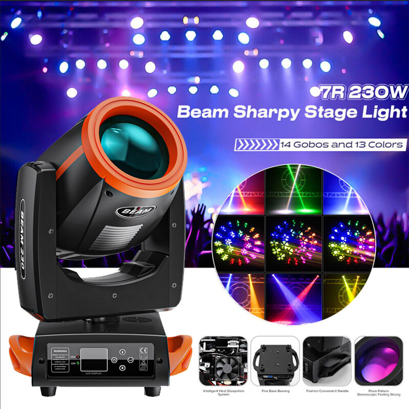 230W 7R Moving Head Light 16 Prisms 14 Pattern DMX512 Stage Effect Lights & Case
