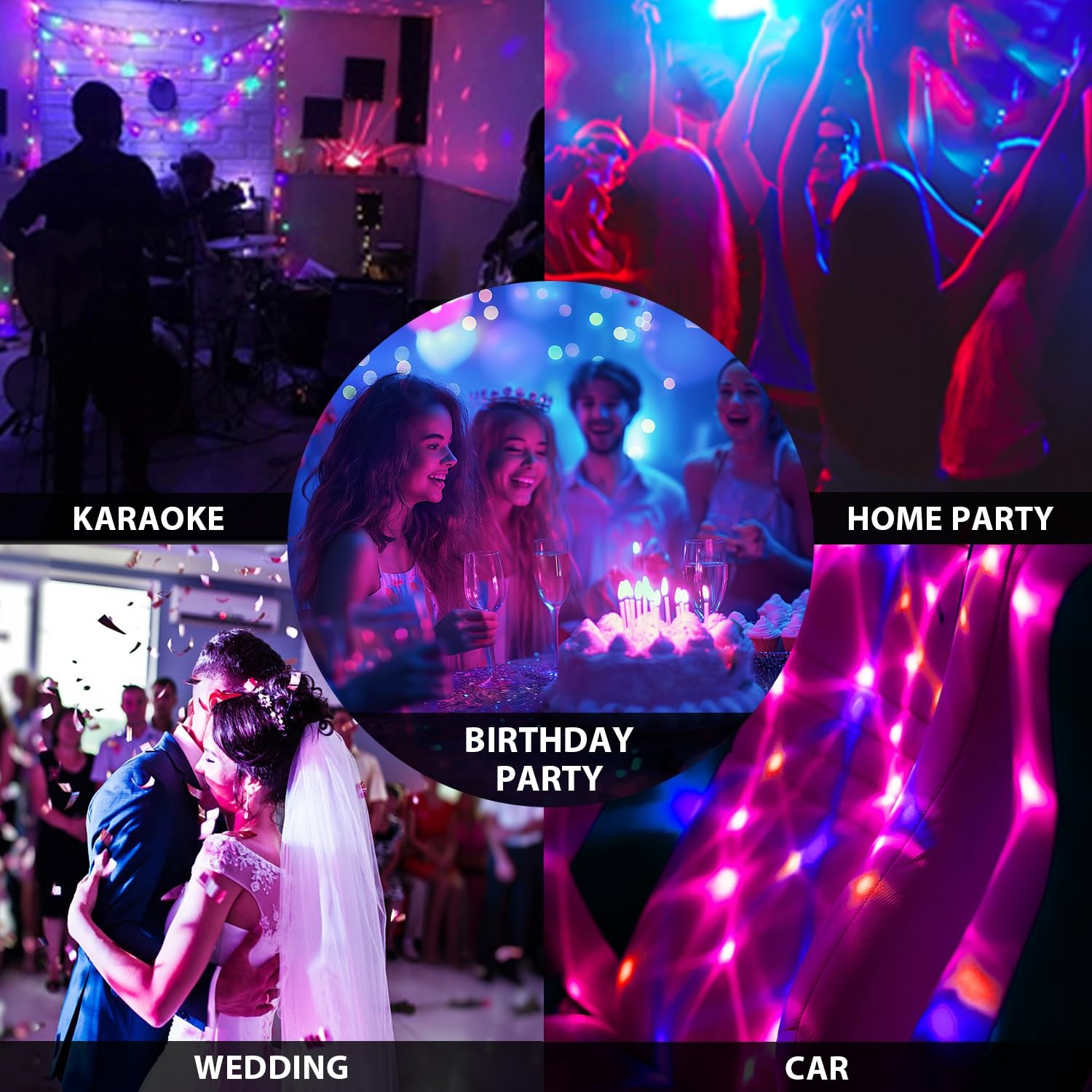 Disco Ball Party Lights Sound Activated with Remote Control Strobe Lamp 7 Mod…