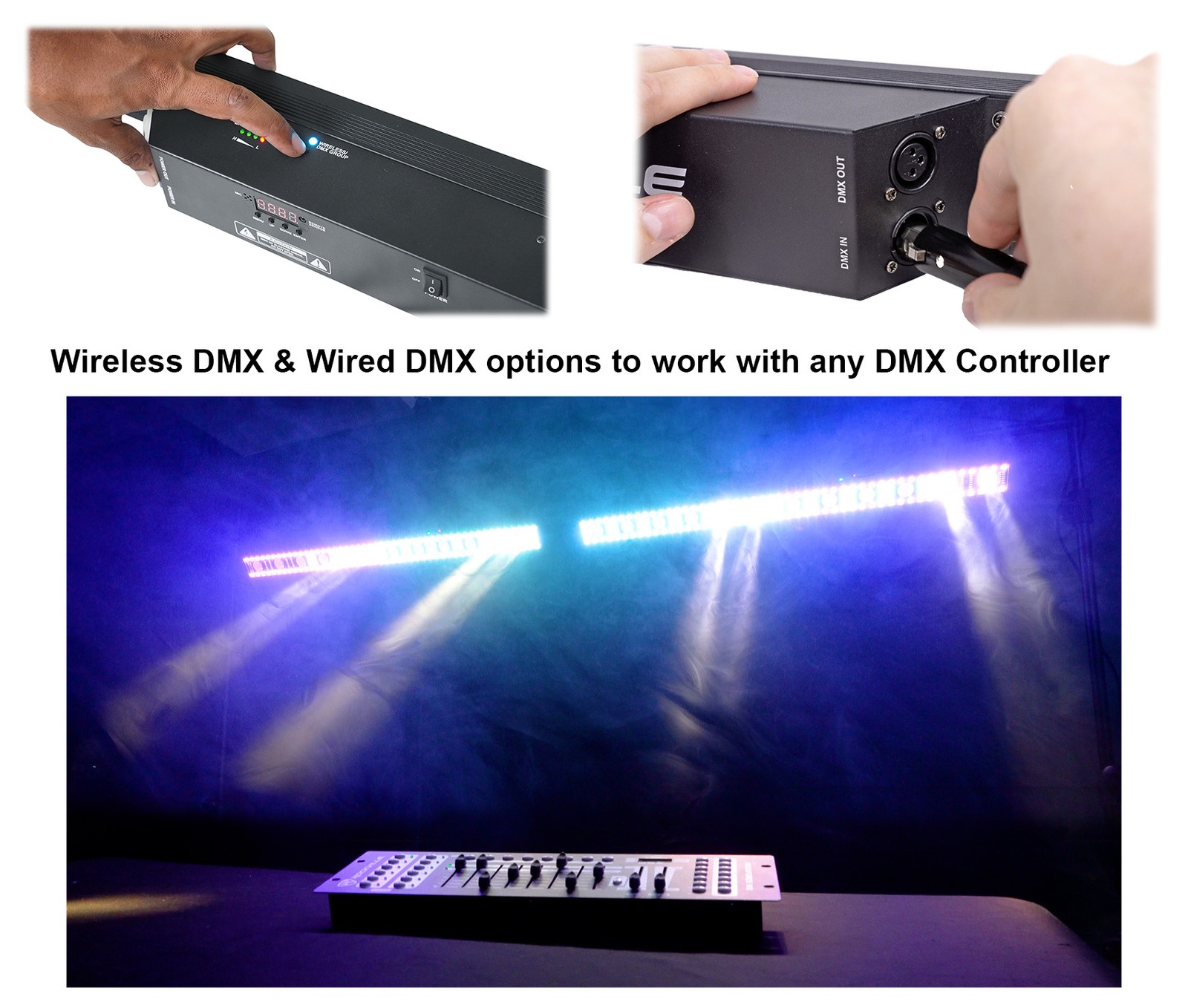 Rockville Pixel Hybrid Bar Battery Power Light Strip Linear Wash/Strobe/Blinder