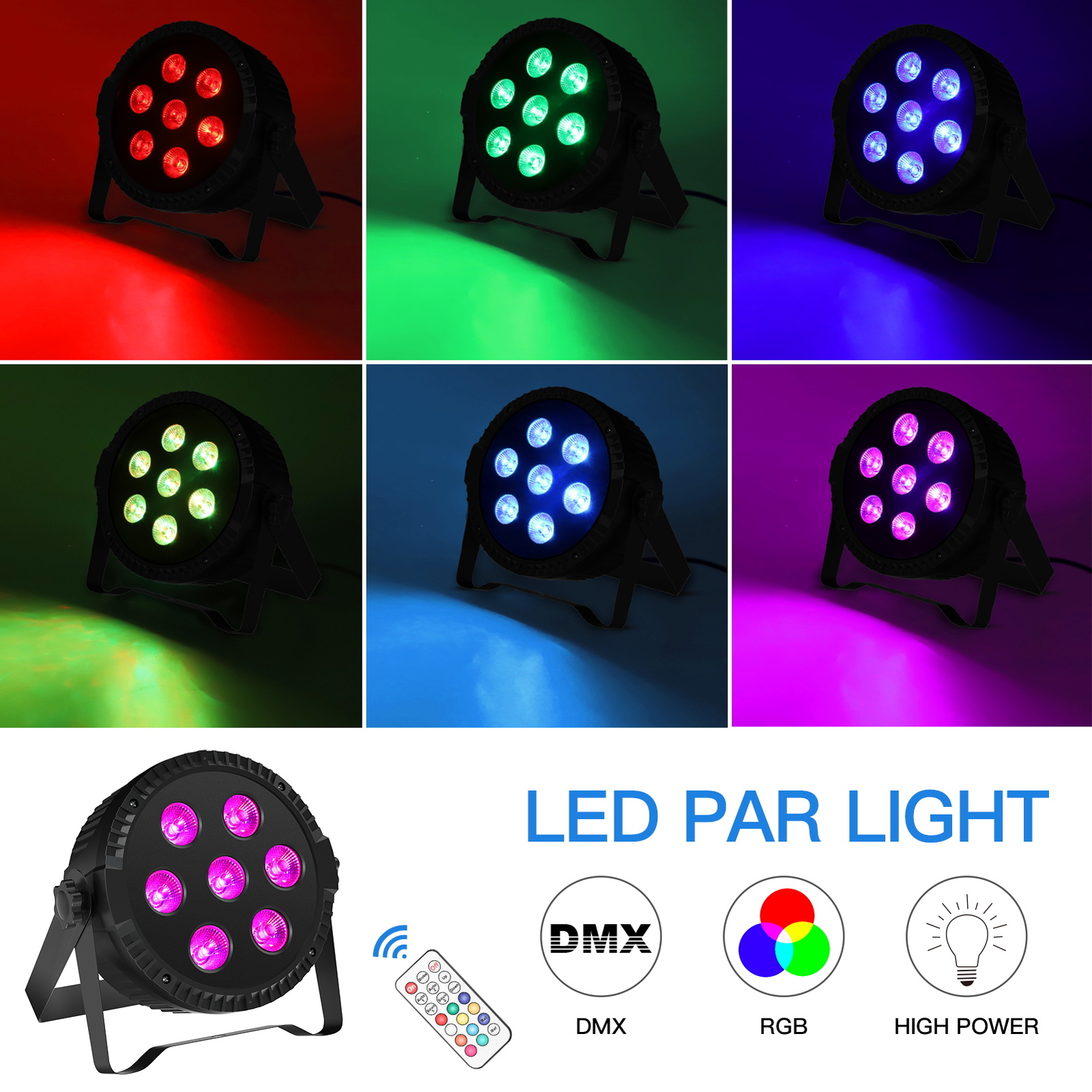 2PCS 105W RGBW 7 LED Stage Lighting DMX DJ Disco Party Club Dance Show Par Light