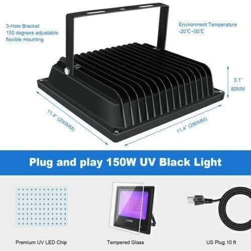 150W UV LED Black Light Christmas Glow Party Stage DJ Club Waterproof Floodlight
