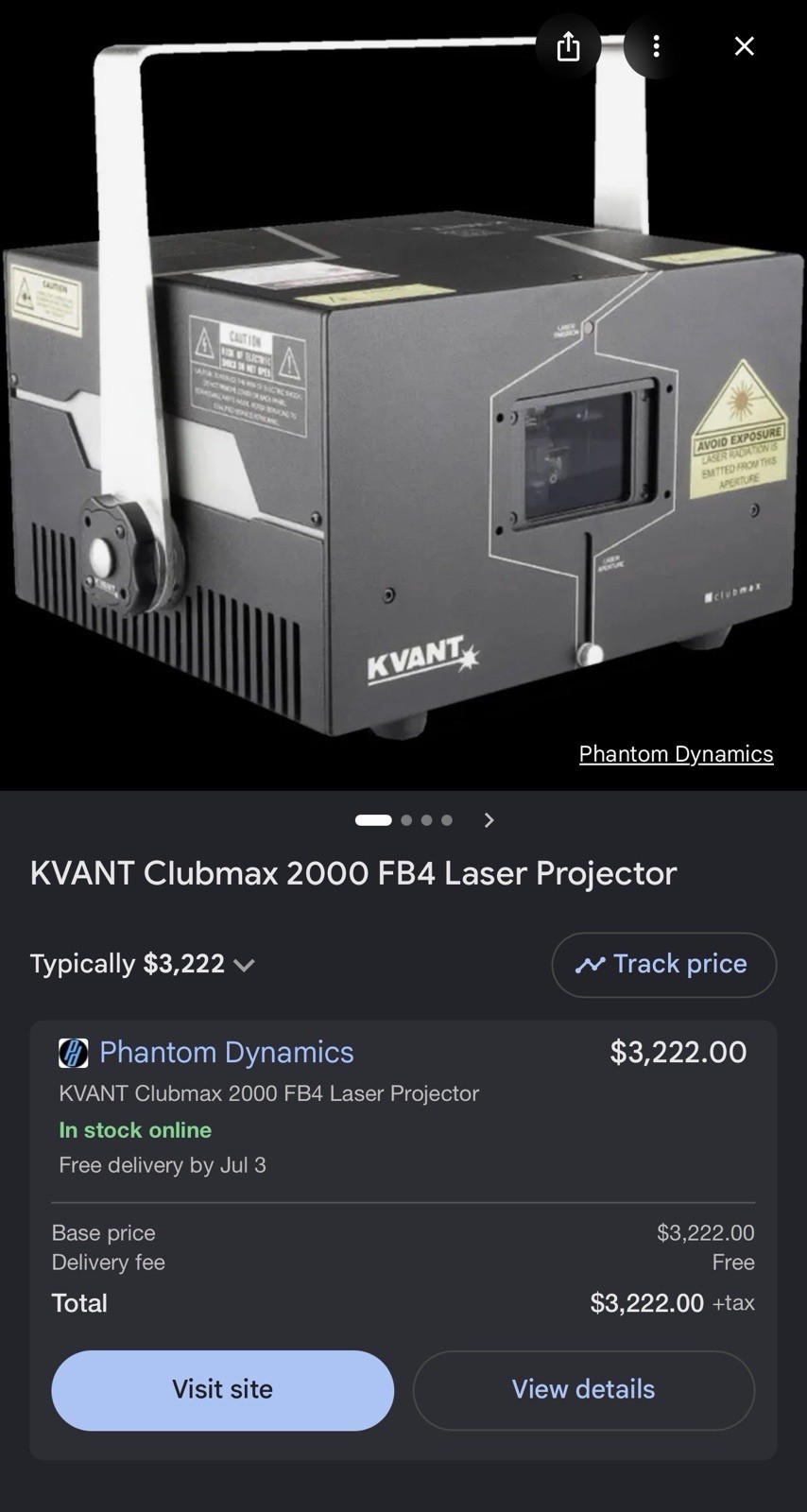 KVANT Clubmax 2000 FB4 Laser Unit Projector FB4 Control Yoke Mount